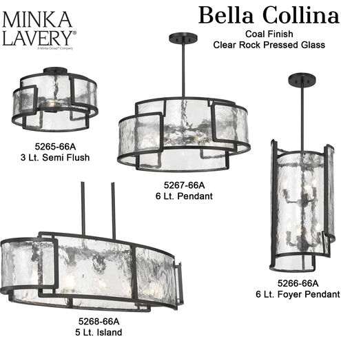 Bella Collina 3 Light 18 inch Coal Semi Flush Mount Ceiling Light